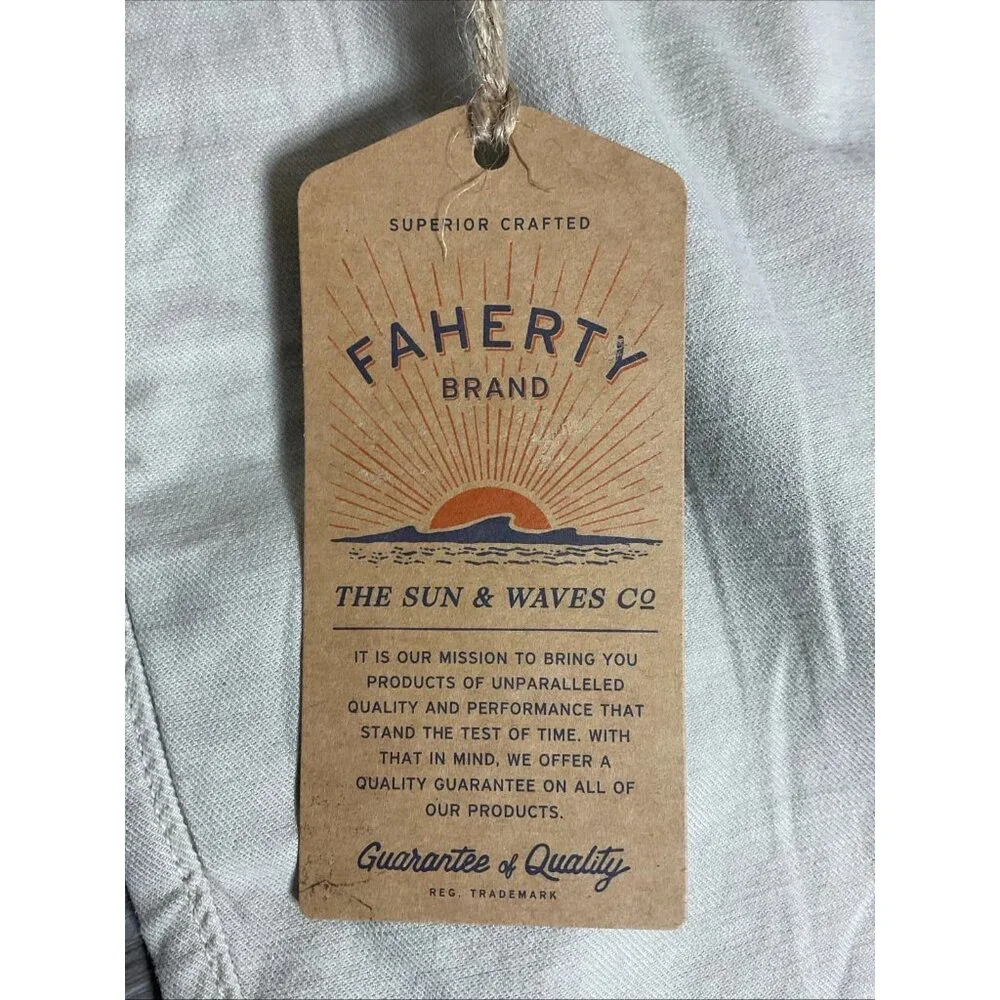 Faherty Men's Essential Drawstring Shorts Stone Tan Size Small Organic Cotton
